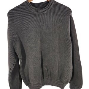 RSQ Mens Black Rib Knit Stretch Long Sleeve Crewneck Sweater Size XL